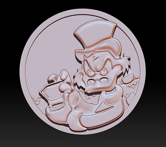 Scrooge bas-relief version coin pendant 3D print model