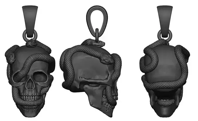Scull head with snakes pendant