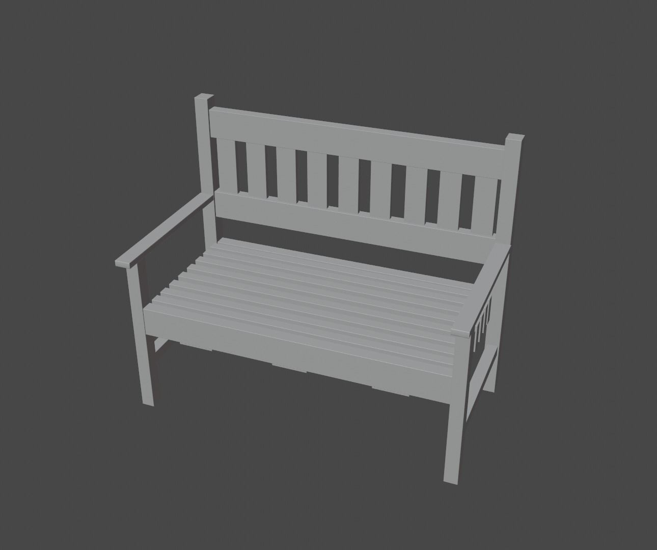 Terrace Bench Low-poly 3D model_4