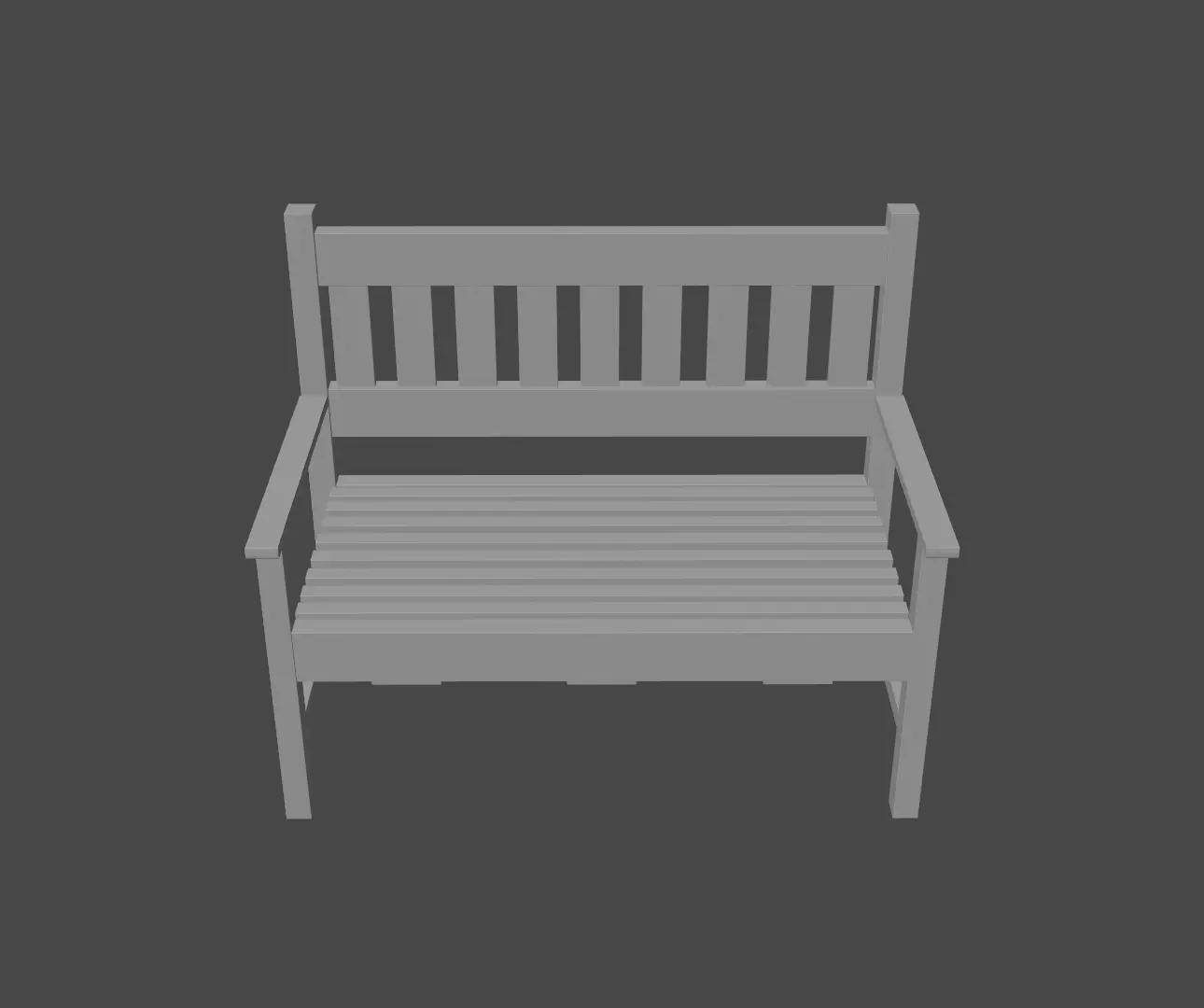 Terrace Bench Low-poly 3D model_0