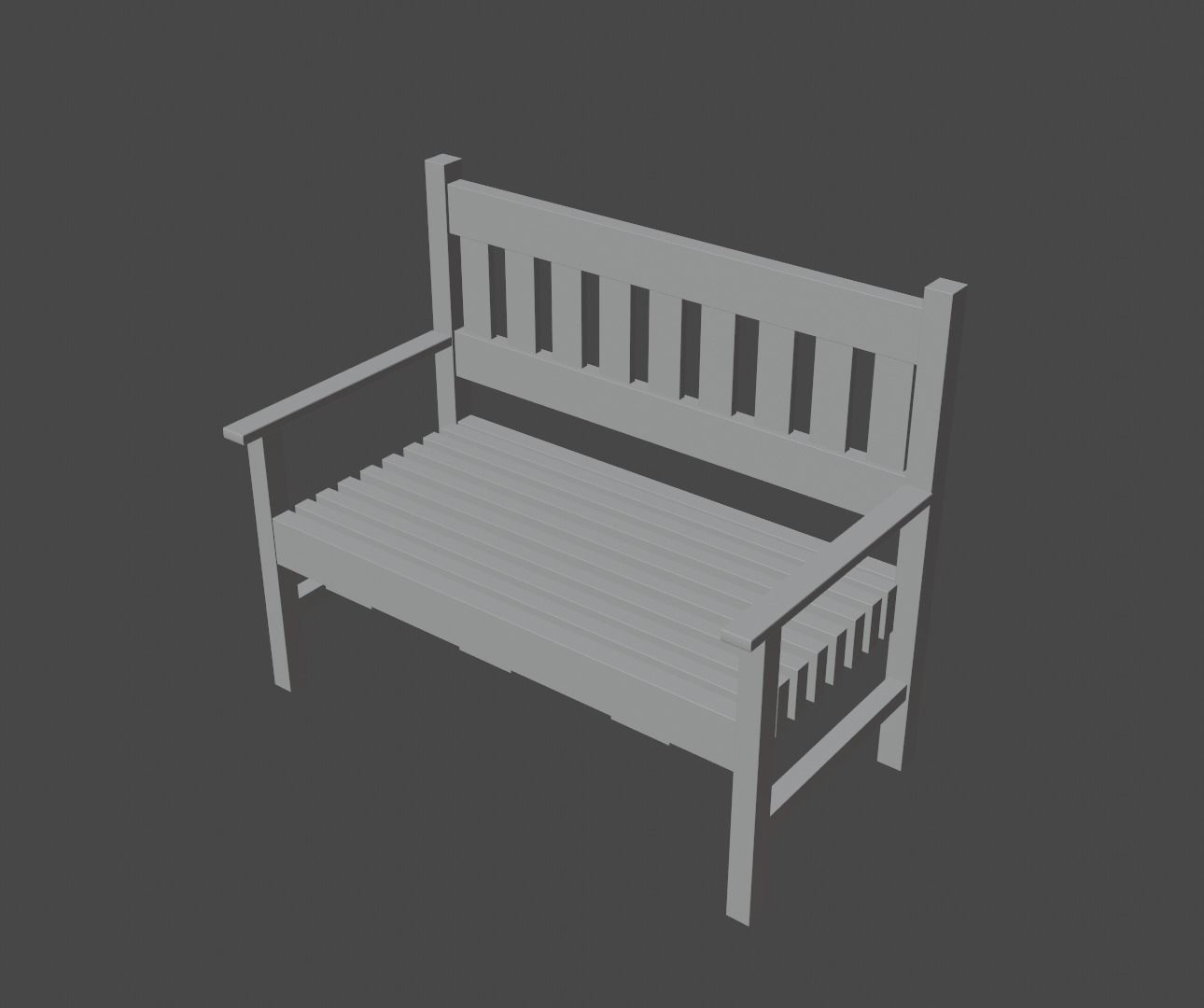 Terrace Bench Low-poly 3D model_2
