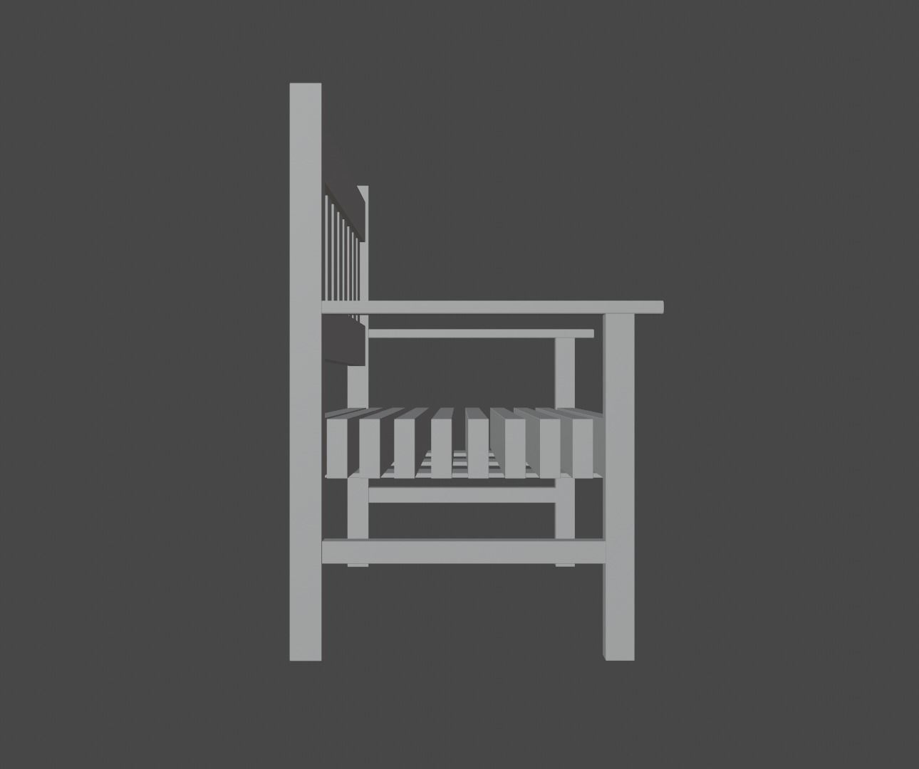 Terrace Bench Low-poly 3D model_7