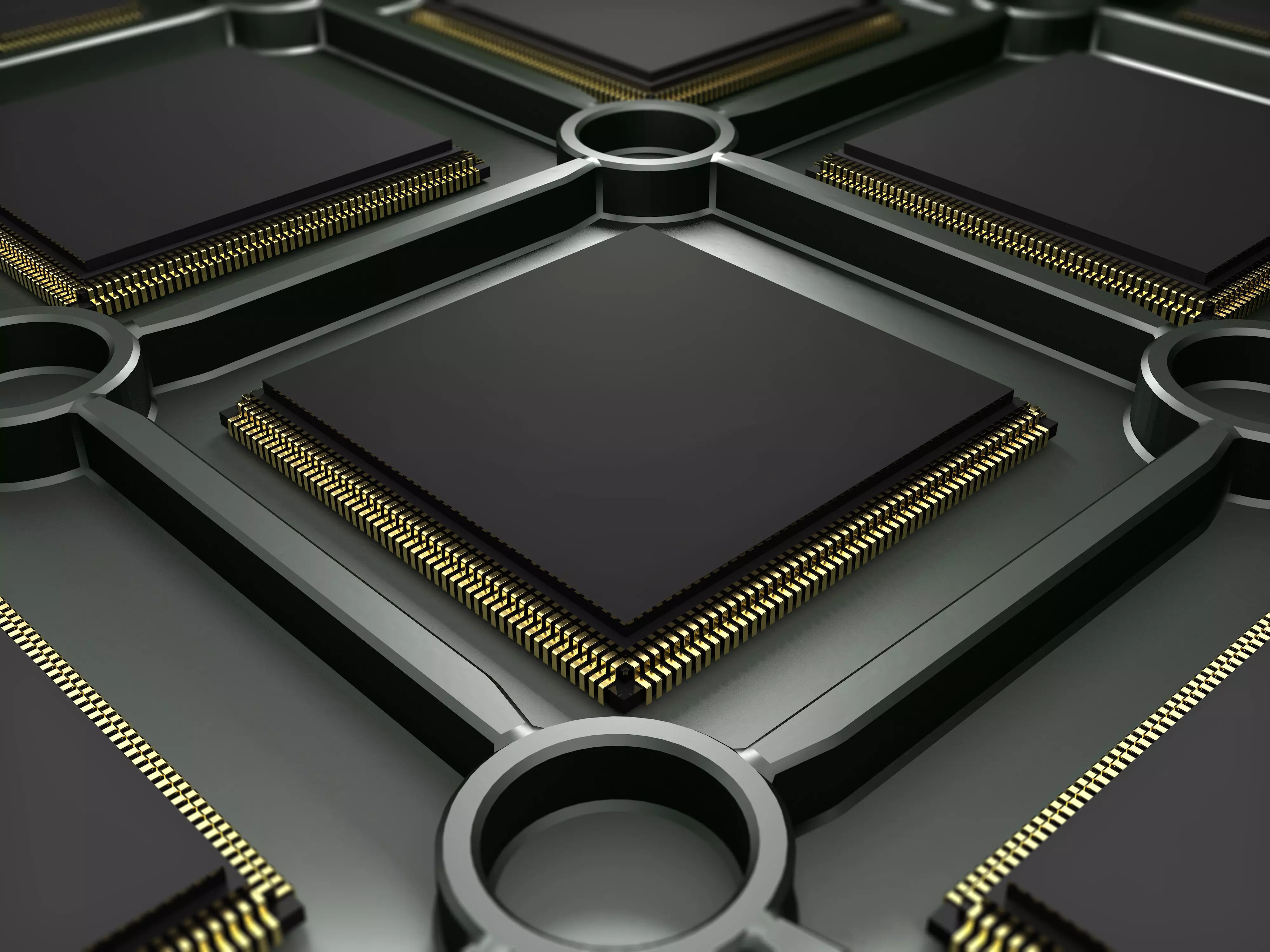 CPU computer processor or electronic chip on tray 3D model_0