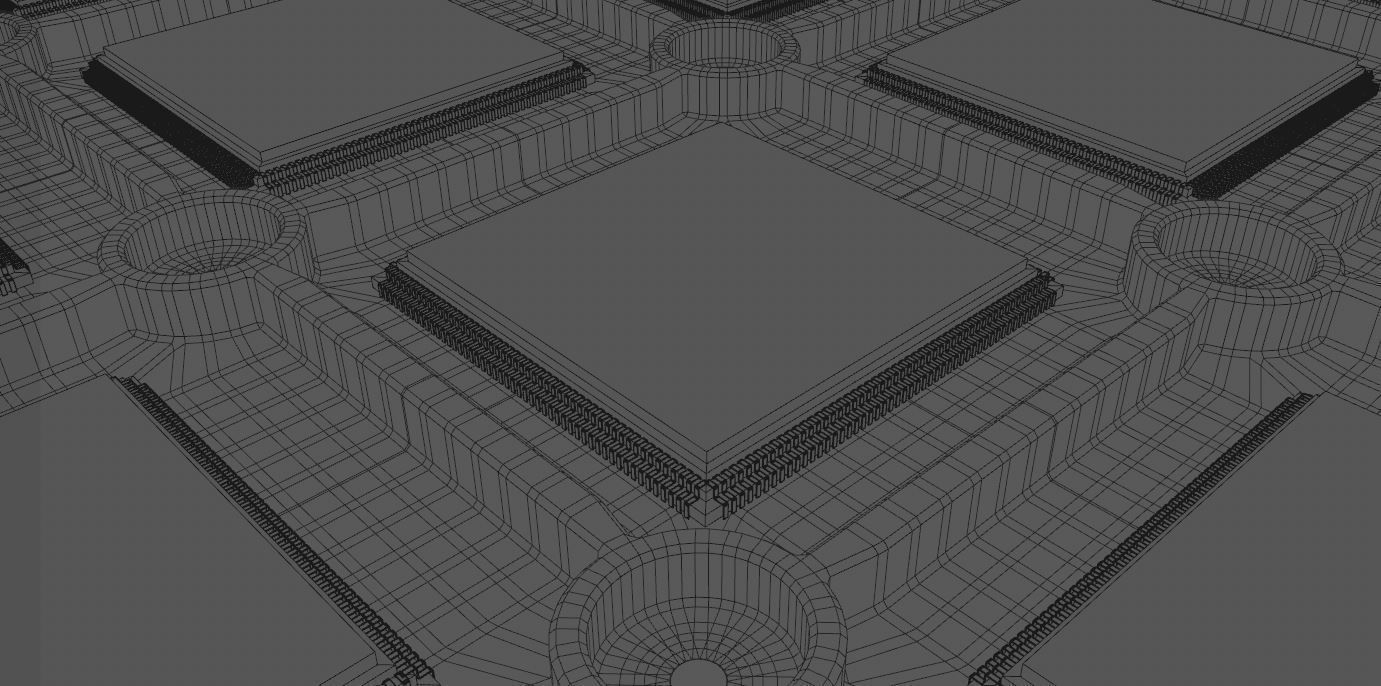 CPU computer processor or electronic chip on tray 3D model_6