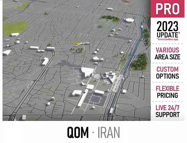 Qom - city Low-poly 3D model