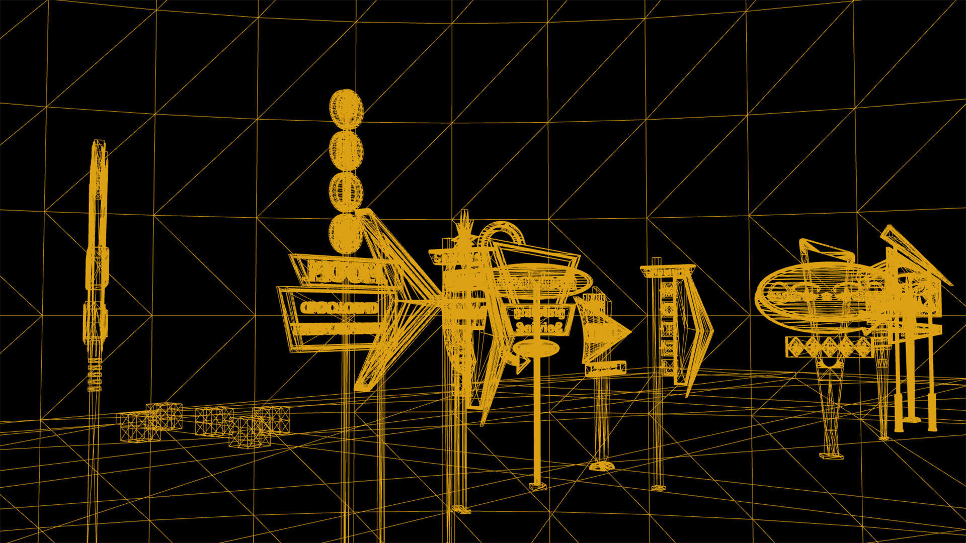 Retro Googie Diner Neon Sign Set - FBX Included Low-poly 3D model_8