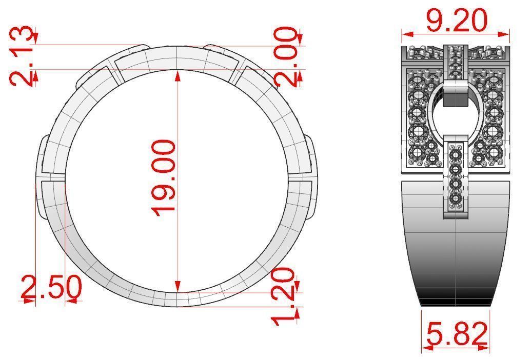 Square Segment Ring 3D print model_7