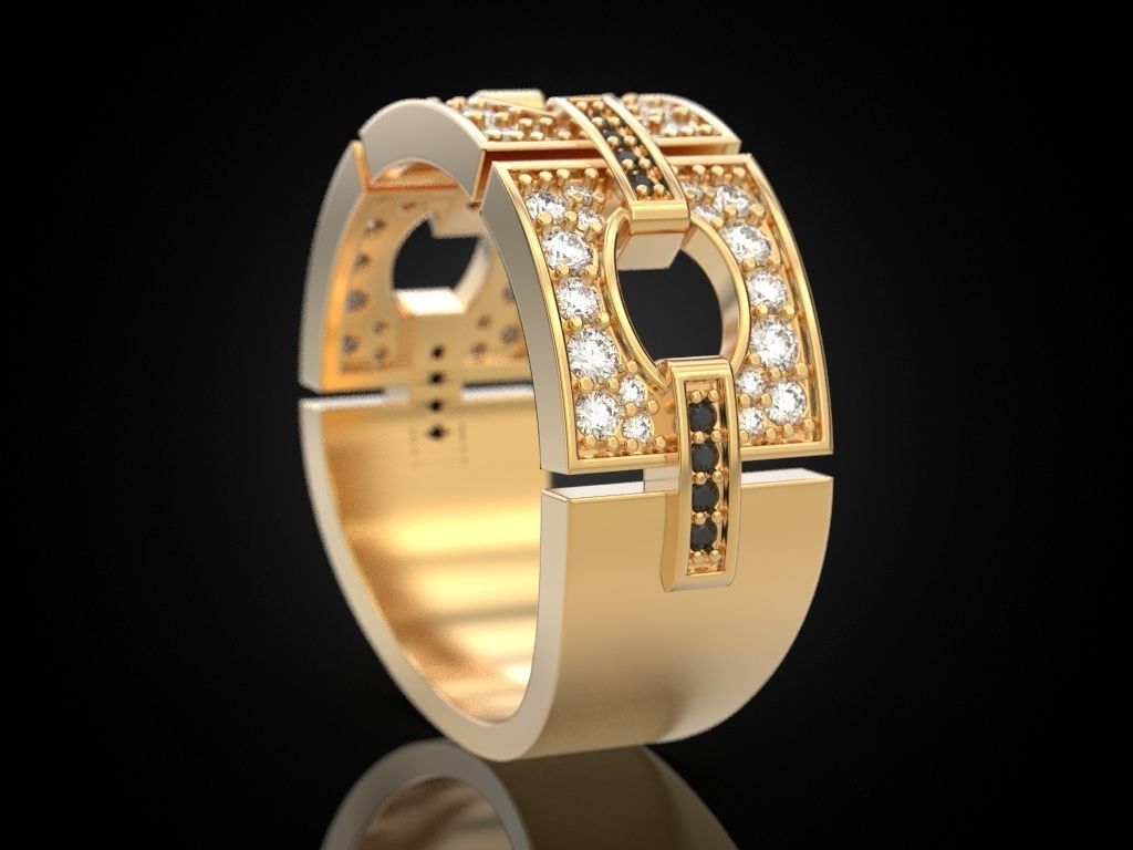 Square Segment Ring 3D print model_4