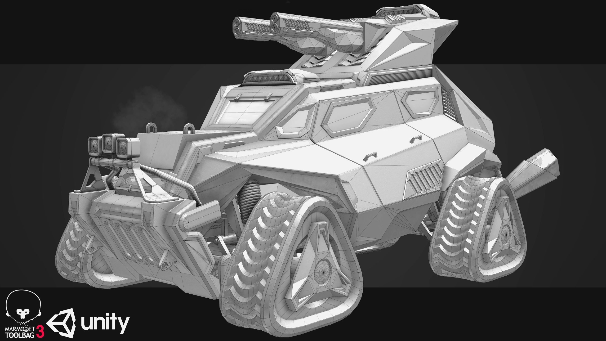 Sci-Fi Armored Military Cars Pack PBR Low-poly 3D model_18