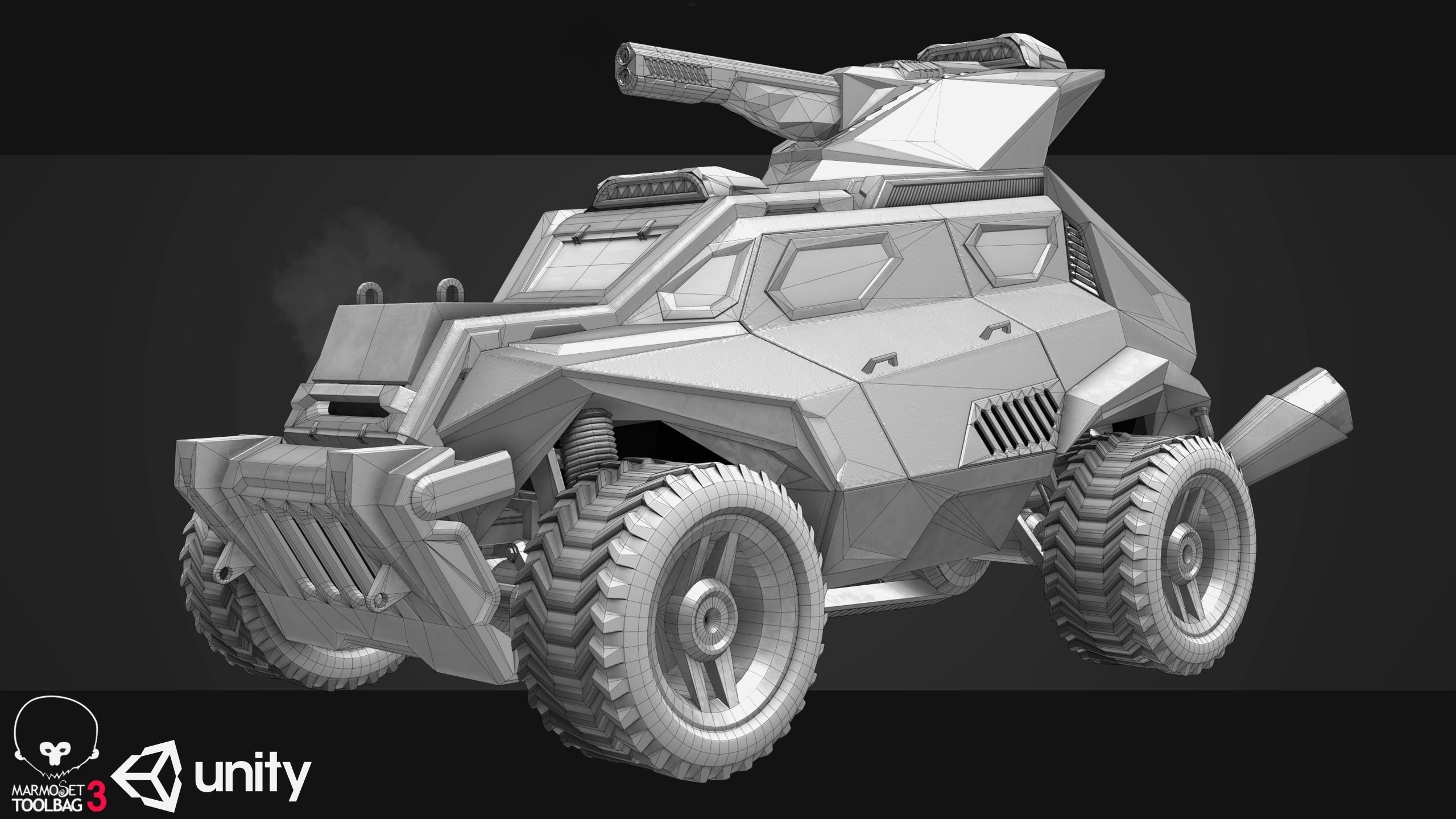 Sci-Fi Armored Military Cars Pack PBR Low-poly 3D model_9