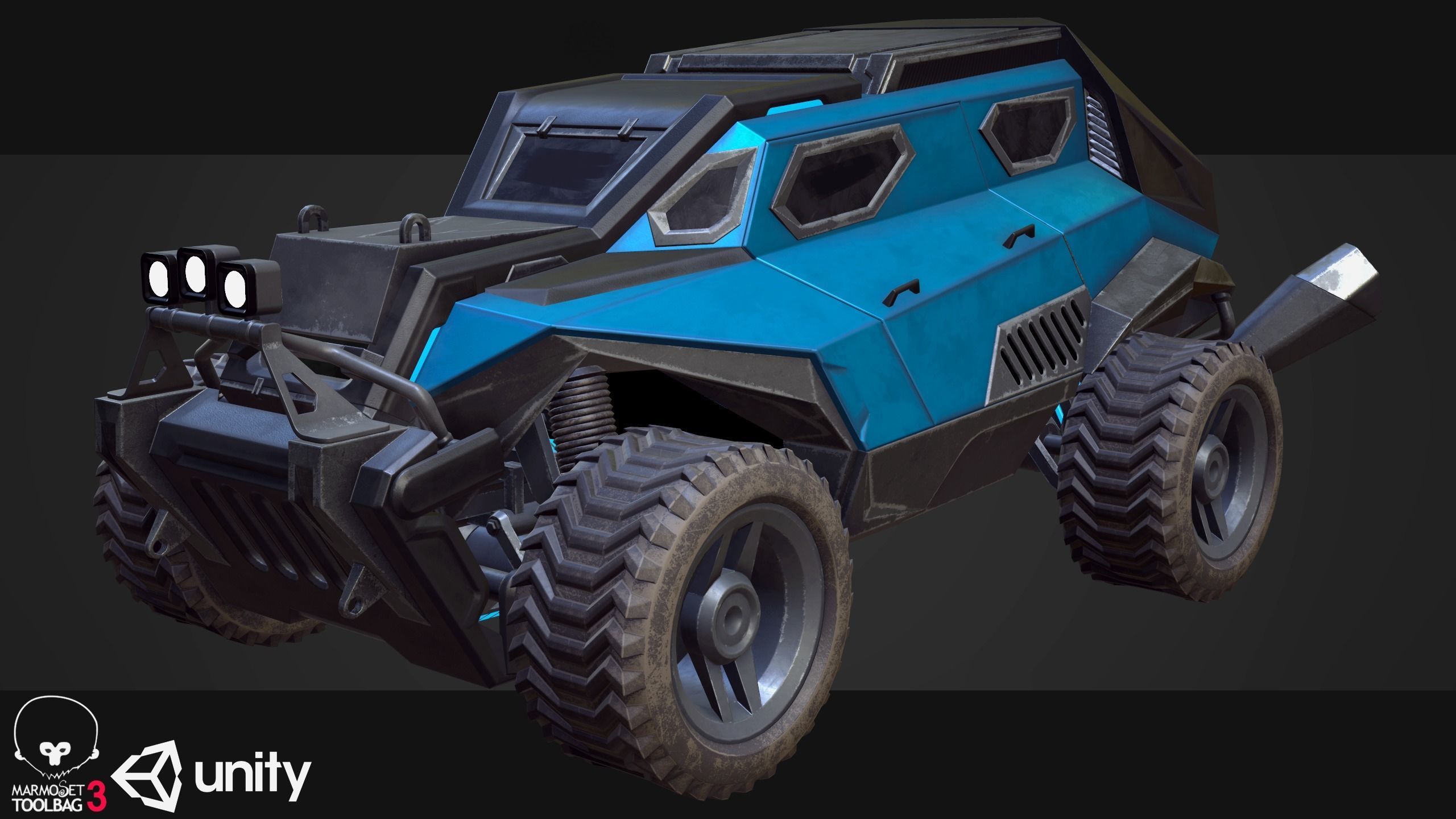 Sci-Fi Armored Military Cars Pack PBR Low-poly 3D model_15