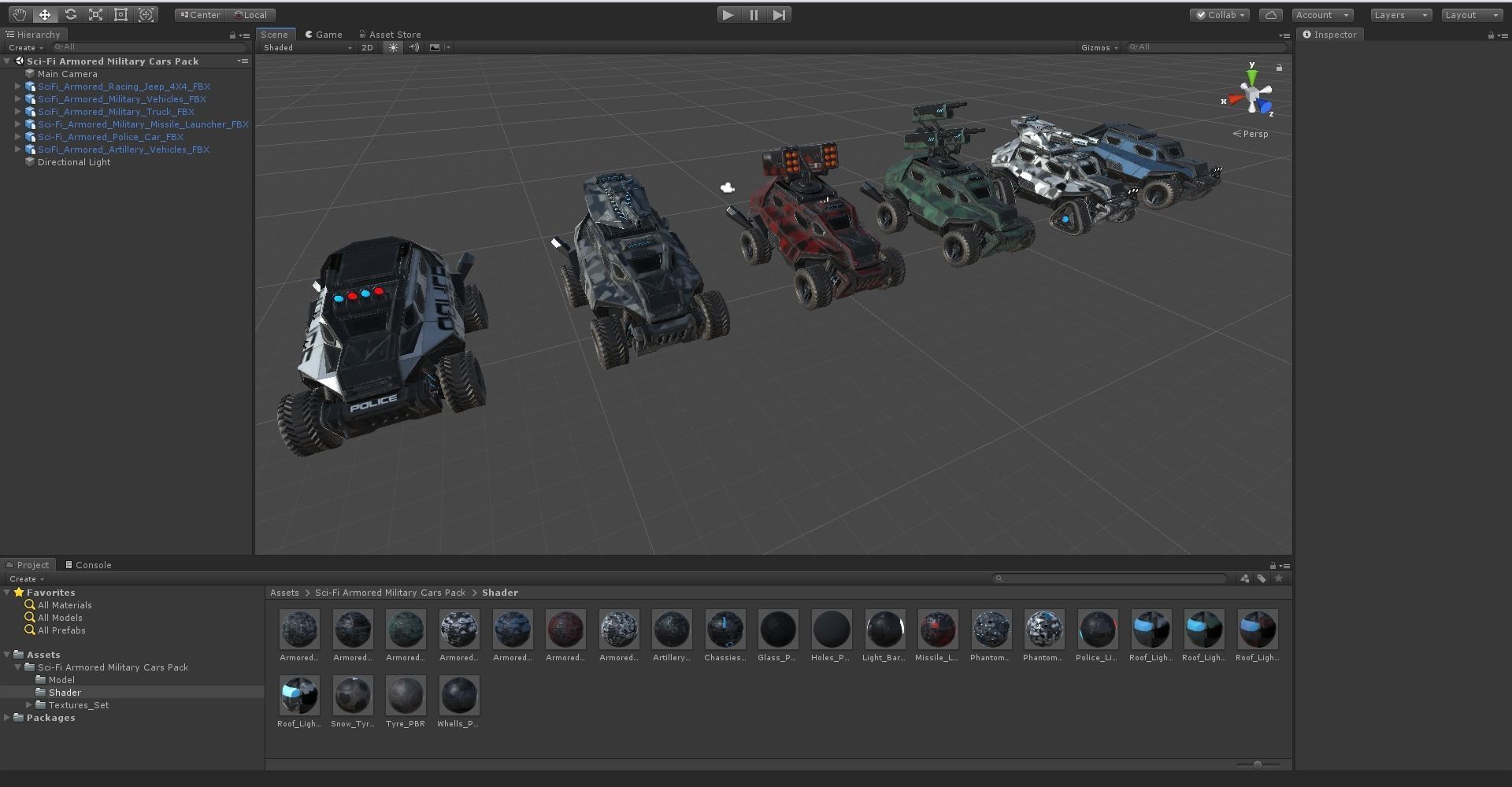 Sci-Fi Armored Military Cars Pack PBR Low-poly 3D model_36