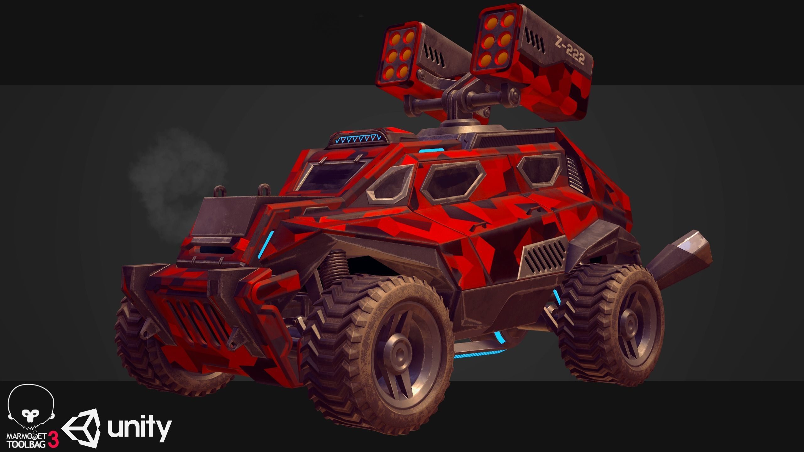 Sci-Fi Armored Military Cars Pack PBR Low-poly 3D model_13