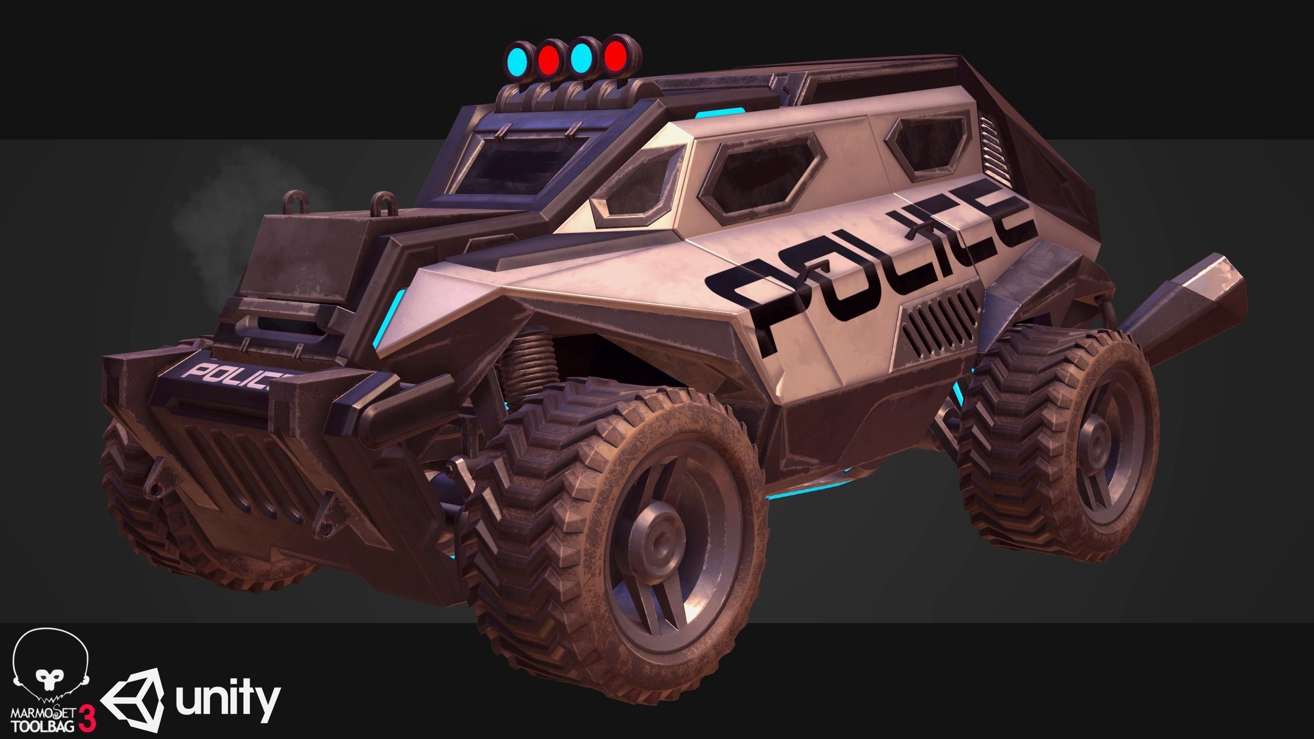 Sci-Fi Armored Military Cars Pack PBR Low-poly 3D model_10