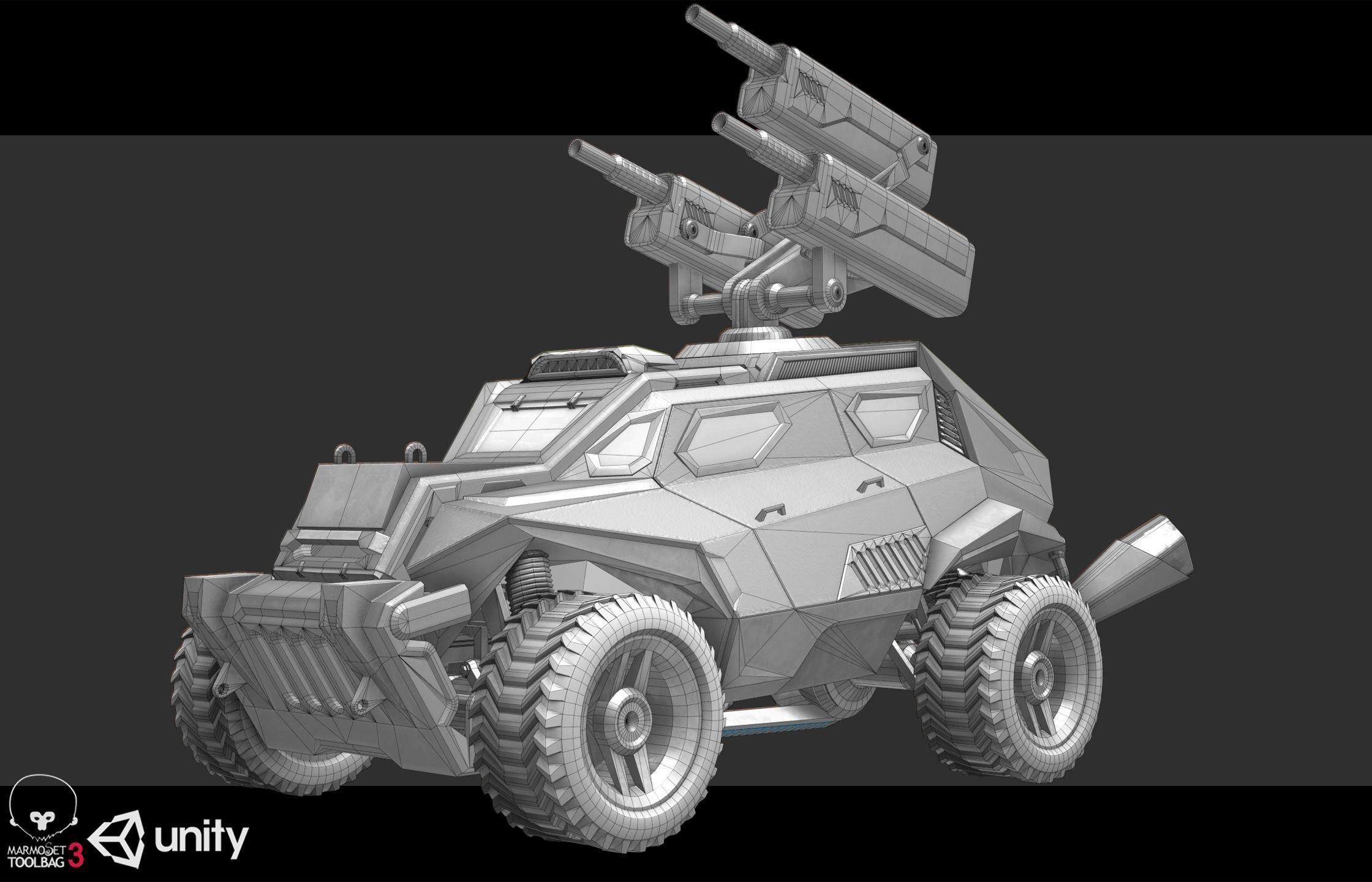Sci-Fi Armored Military Cars Pack PBR Low-poly 3D model_20
