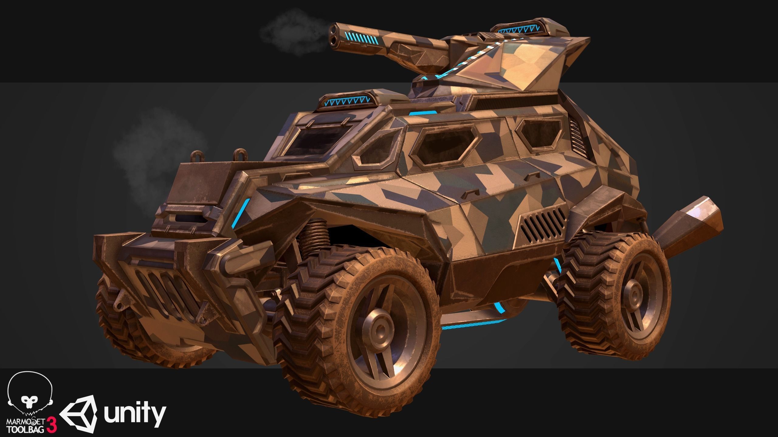 Sci-Fi Armored Military Cars Pack PBR Low-poly 3D model_8