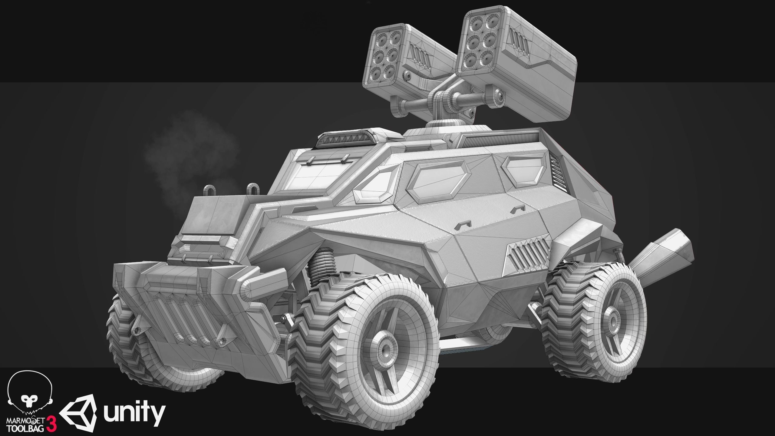 Sci-Fi Armored Military Cars Pack PBR Low-poly 3D model_14