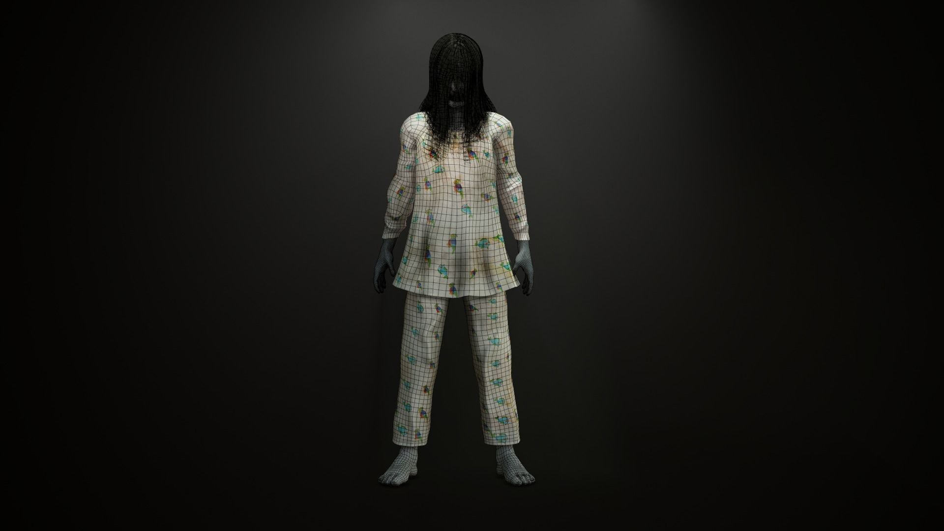Creepy Ghost Girl Low-poly 3D model_9