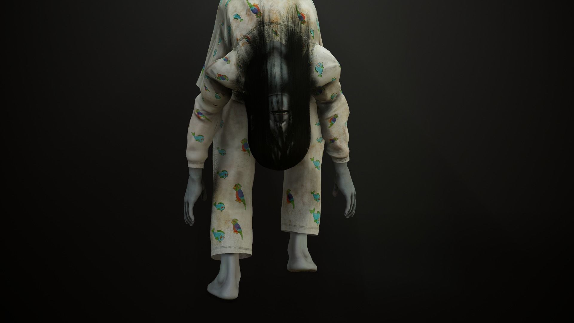 Creepy Ghost Girl Low-poly 3D model_5