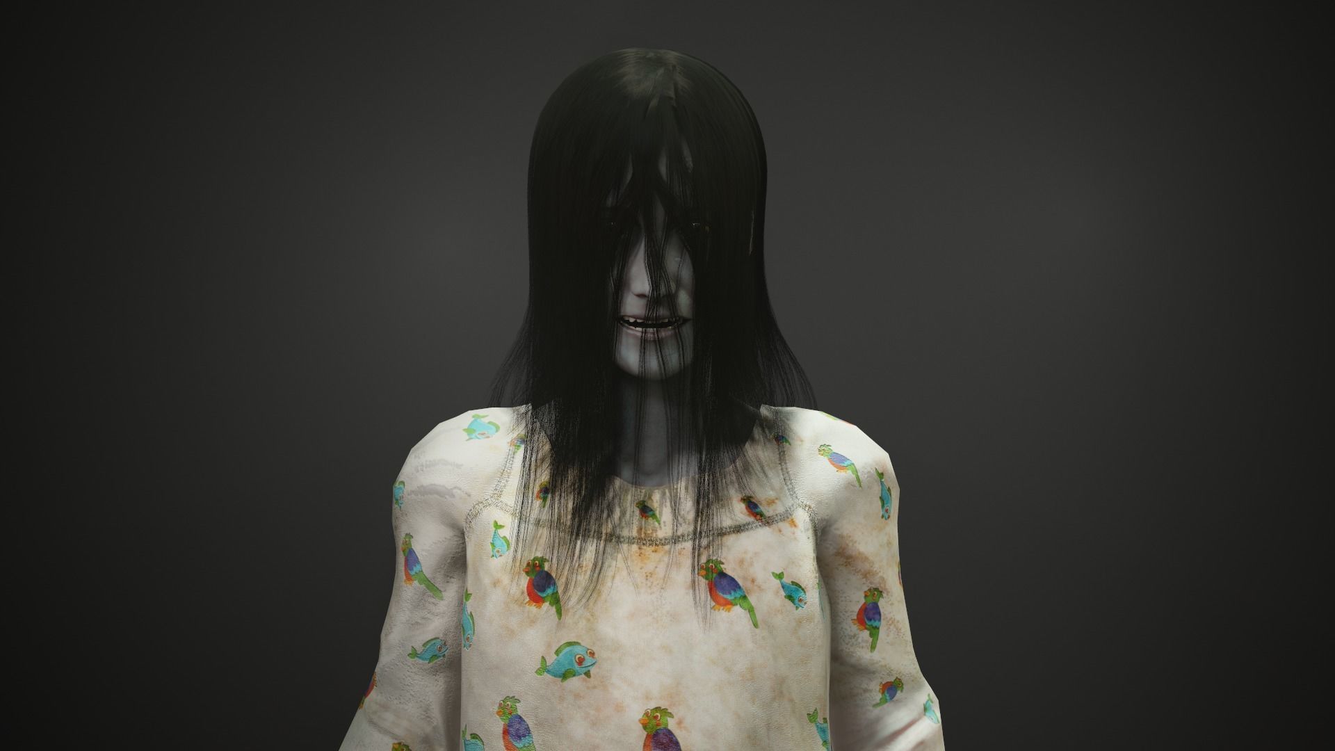Creepy Ghost Girl Low-poly 3D model_2