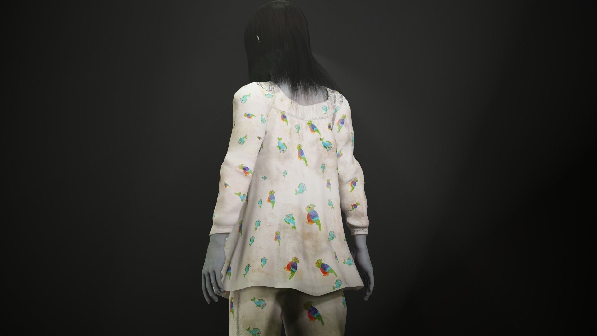 Creepy Ghost Girl Low-poly 3D model_4