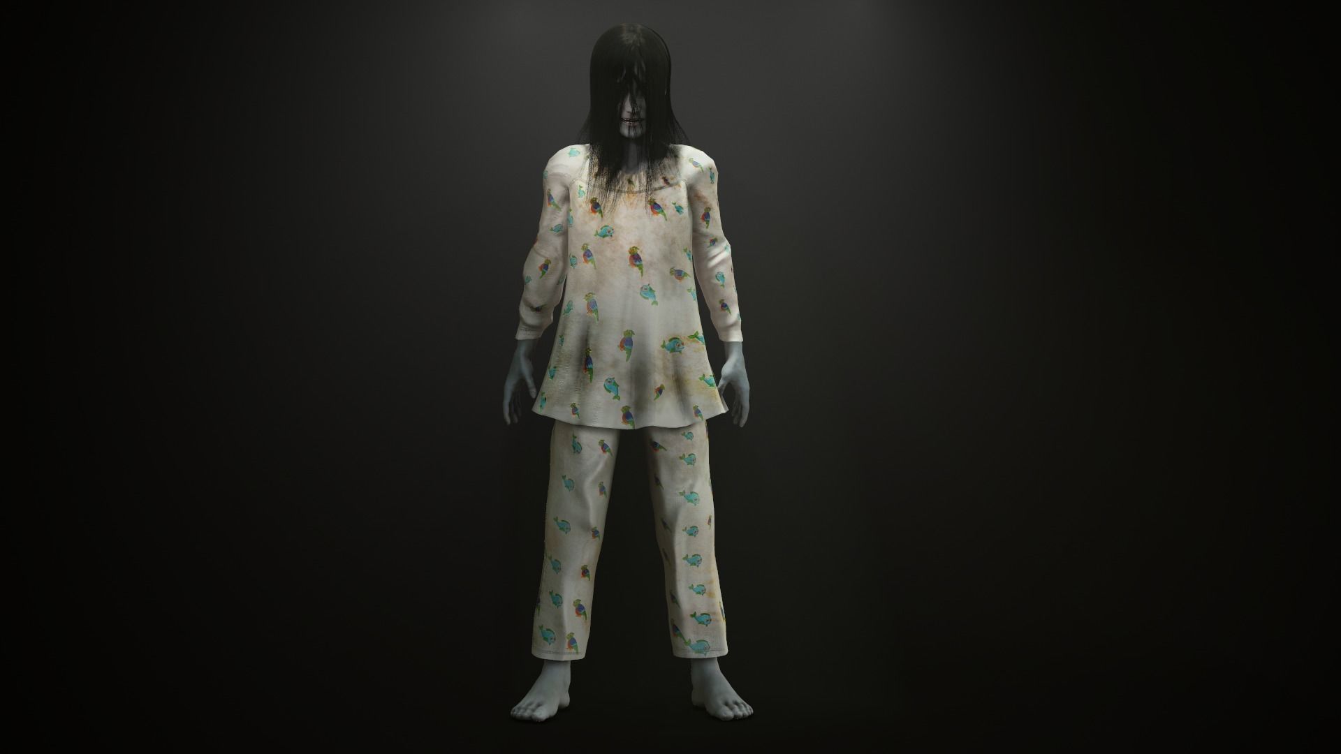 Creepy Ghost Girl Low-poly 3D model_1