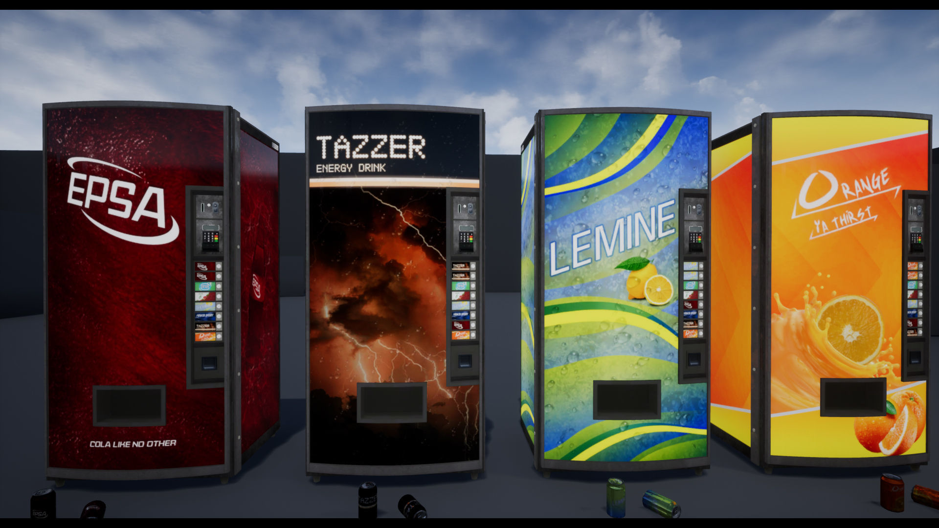 Soda - Water - Softdrink Vending Machine Set - FBX Included Low-poly 3D model_2
