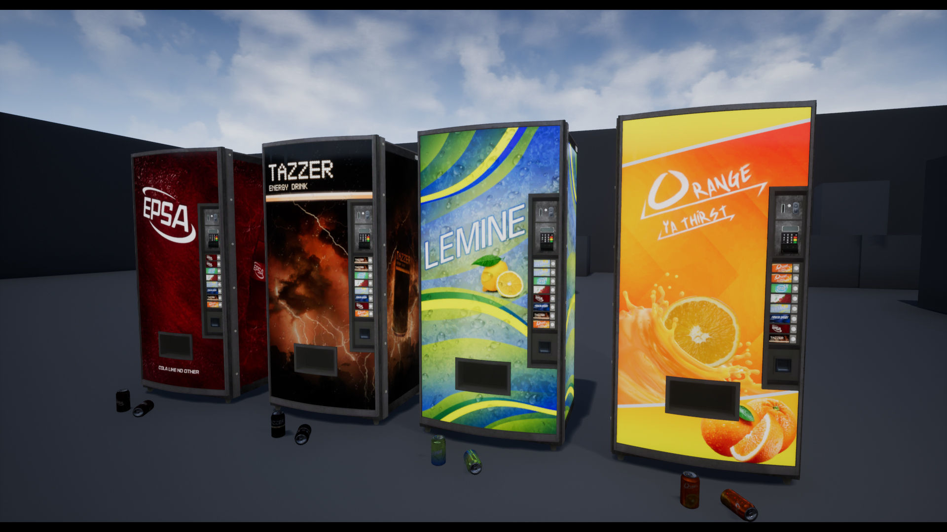 Soda - Water - Softdrink Vending Machine Set - FBX Included Low-poly 3D model_3