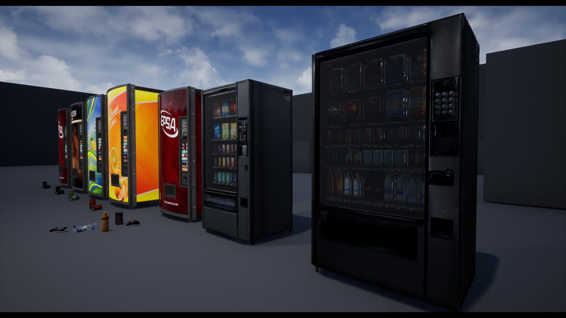 Soda - Water - Softdrink Vending Machine Set - FBX Included Low-poly 3D model_11