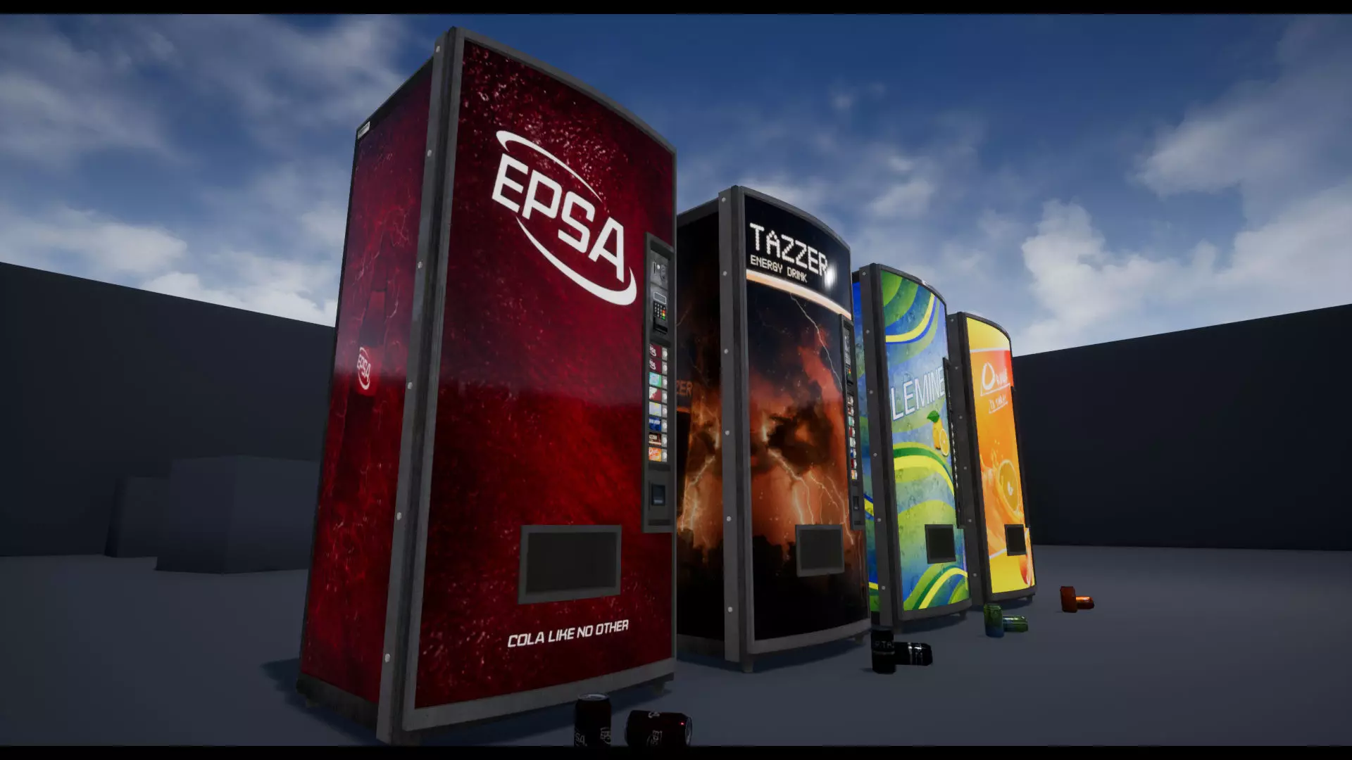 Soda - Water - Softdrink Vending Machine Set - FBX Included Low-poly 3D model_0