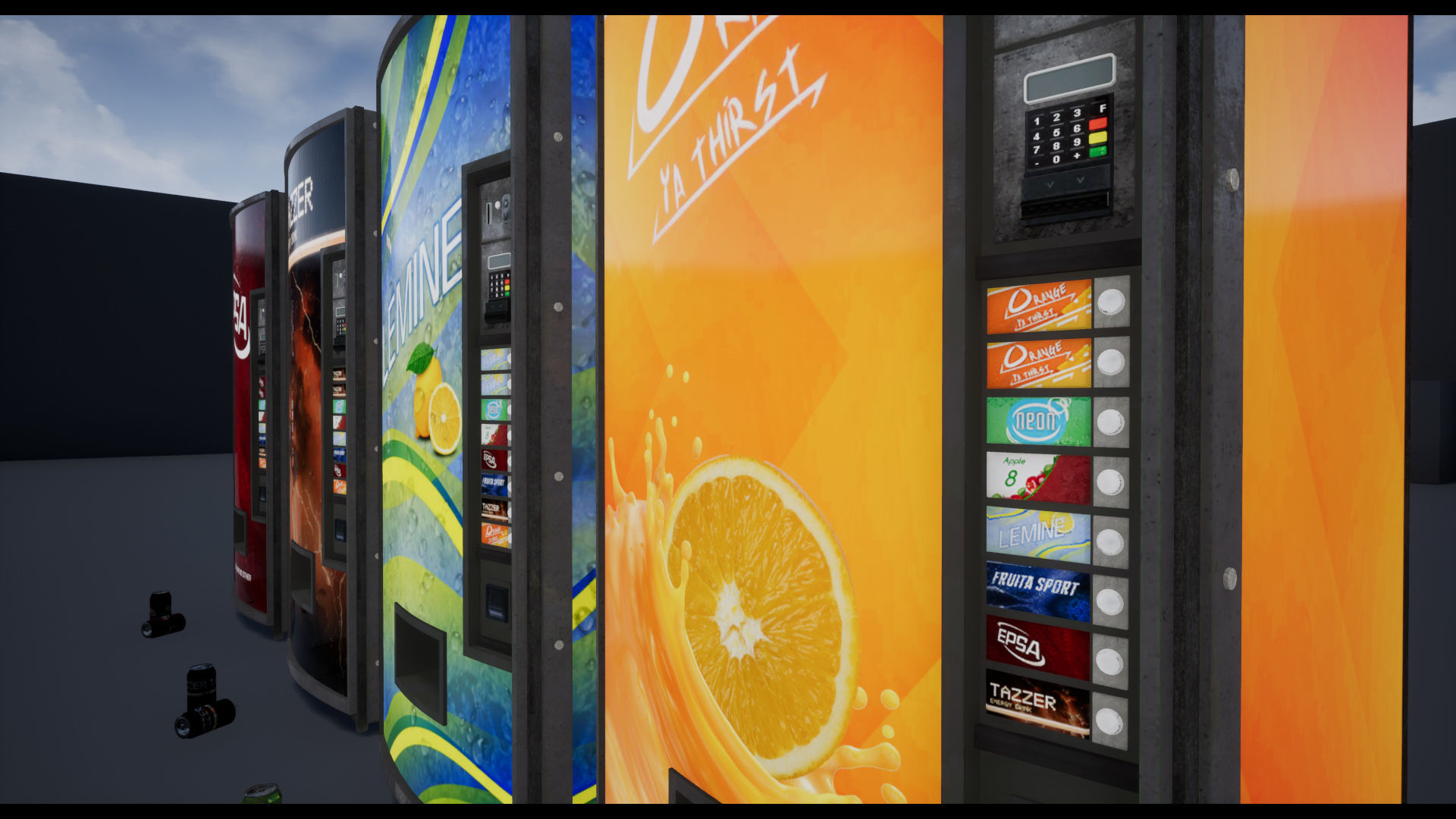 Soda - Water - Softdrink Vending Machine Set - FBX Included Low-poly 3D model_7