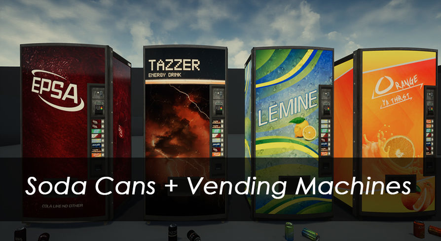 Soda - Water - Softdrink Vending Machine Set - FBX Included Low-poly 3D model_12