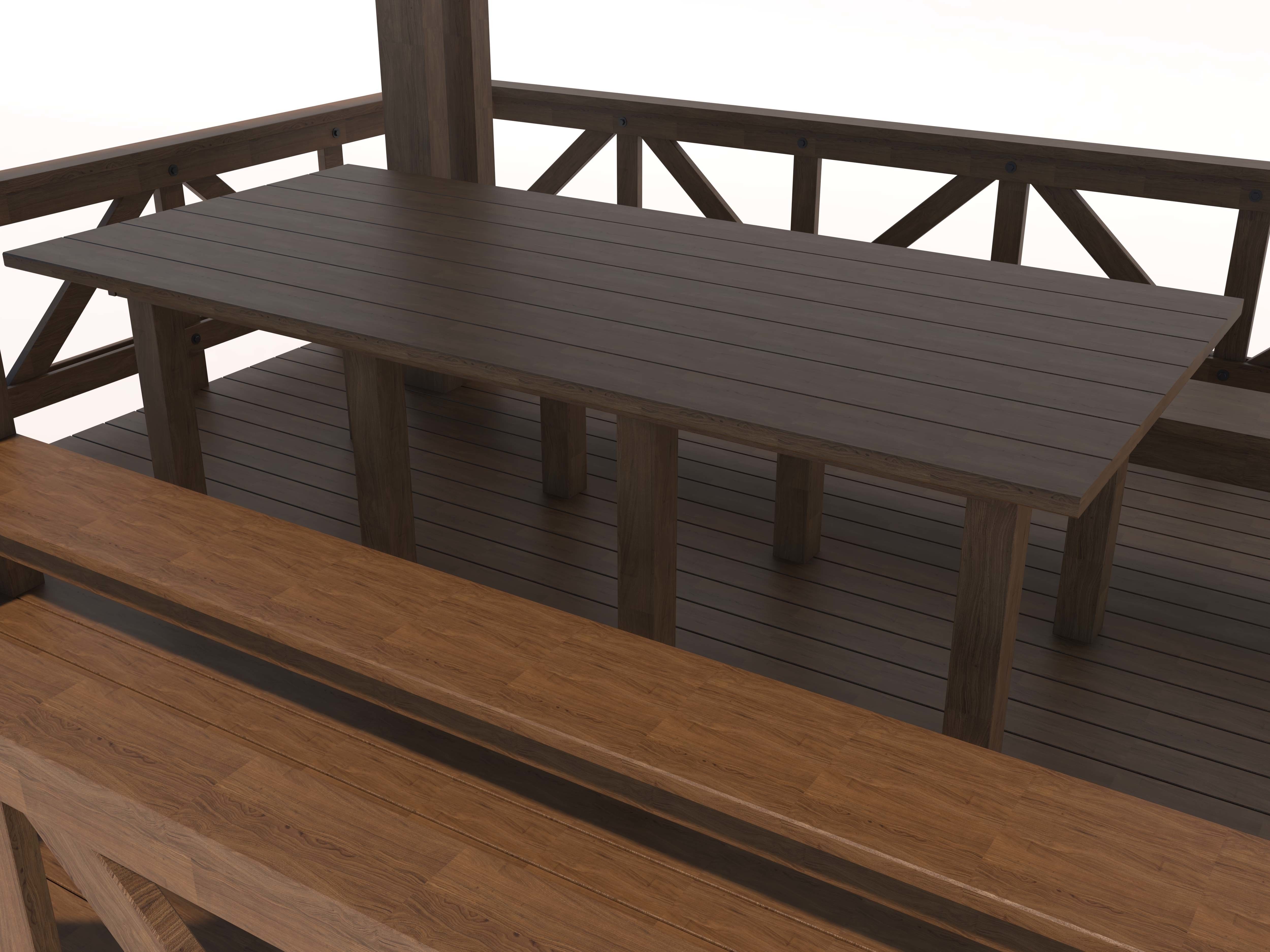 camellia wooden gazebo 3D model_2