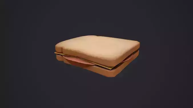 Bologna and Cheese Sandwich Low-poly 3D model