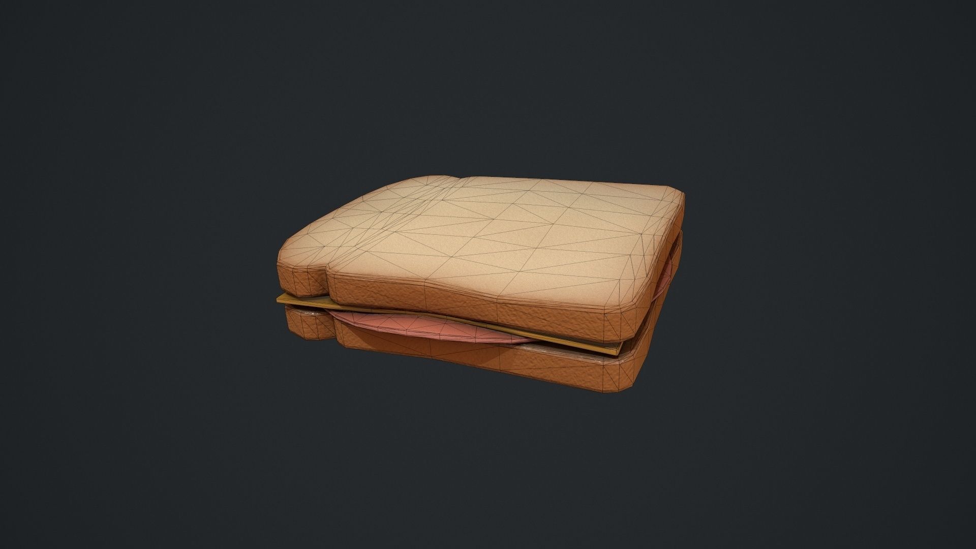 Bologna and Cheese Sandwich Low-poly 3D model_9