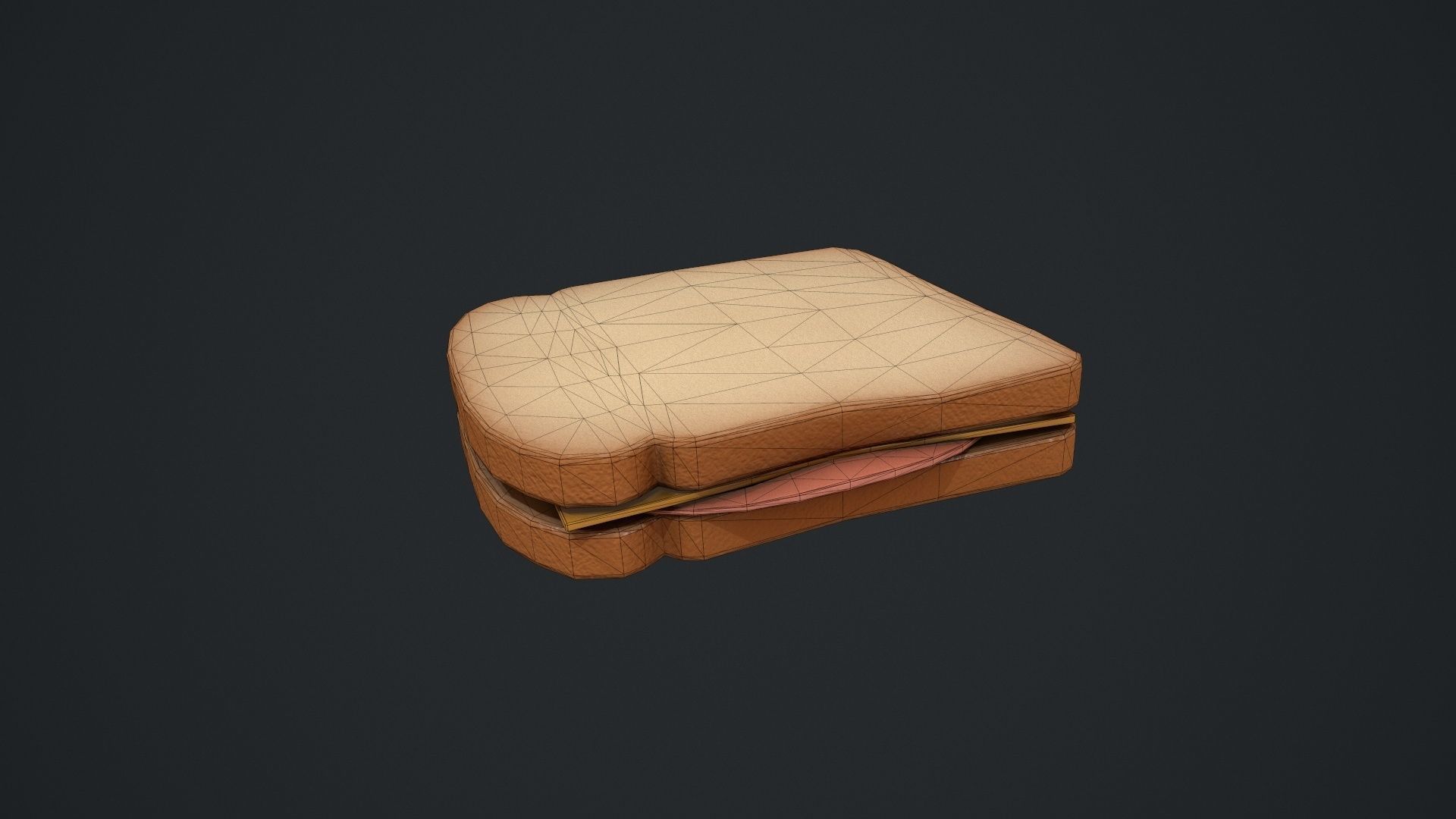 Bologna and Cheese Sandwich Low-poly 3D model_10