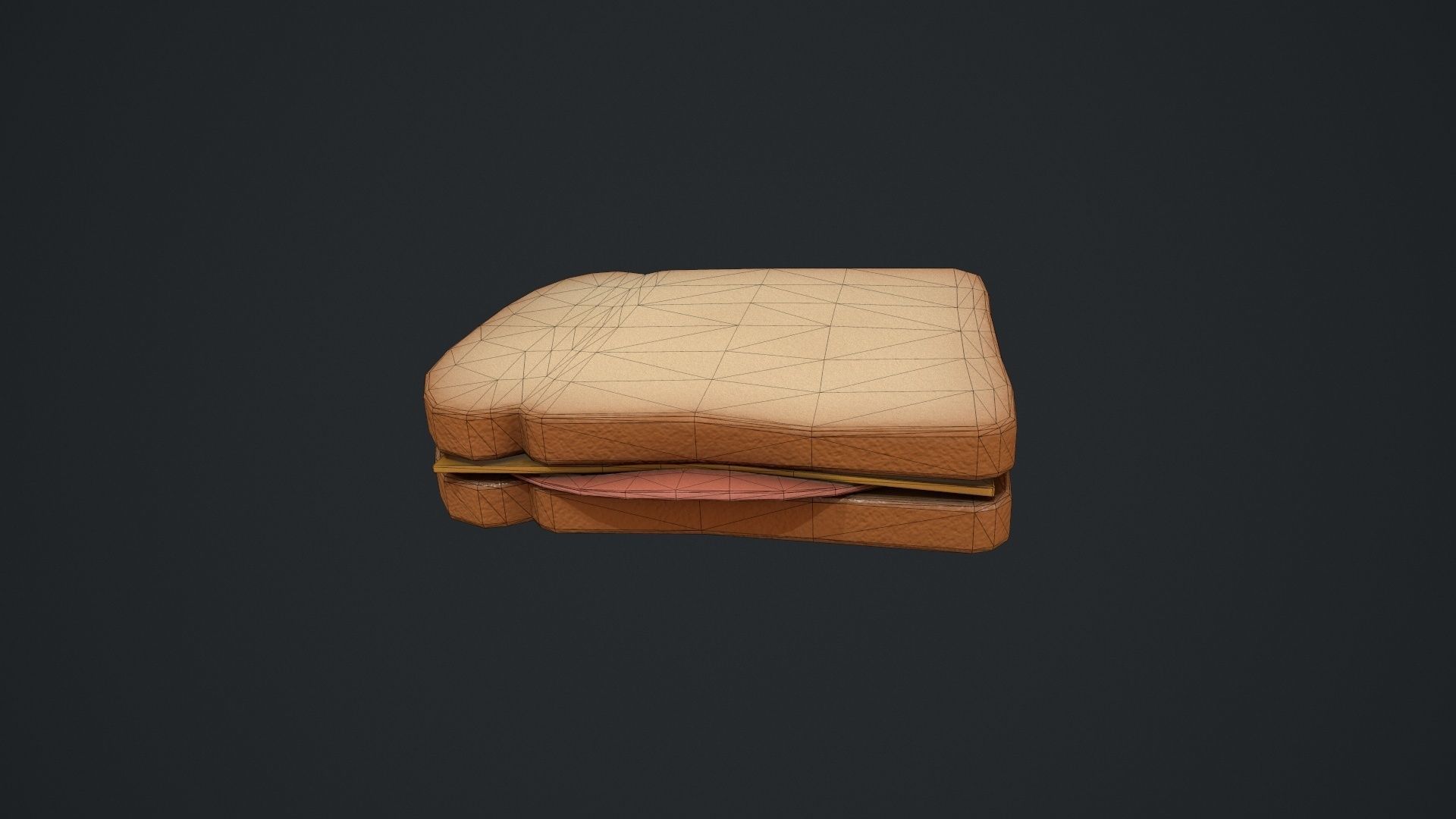 Bologna and Cheese Sandwich Low-poly 3D model_16