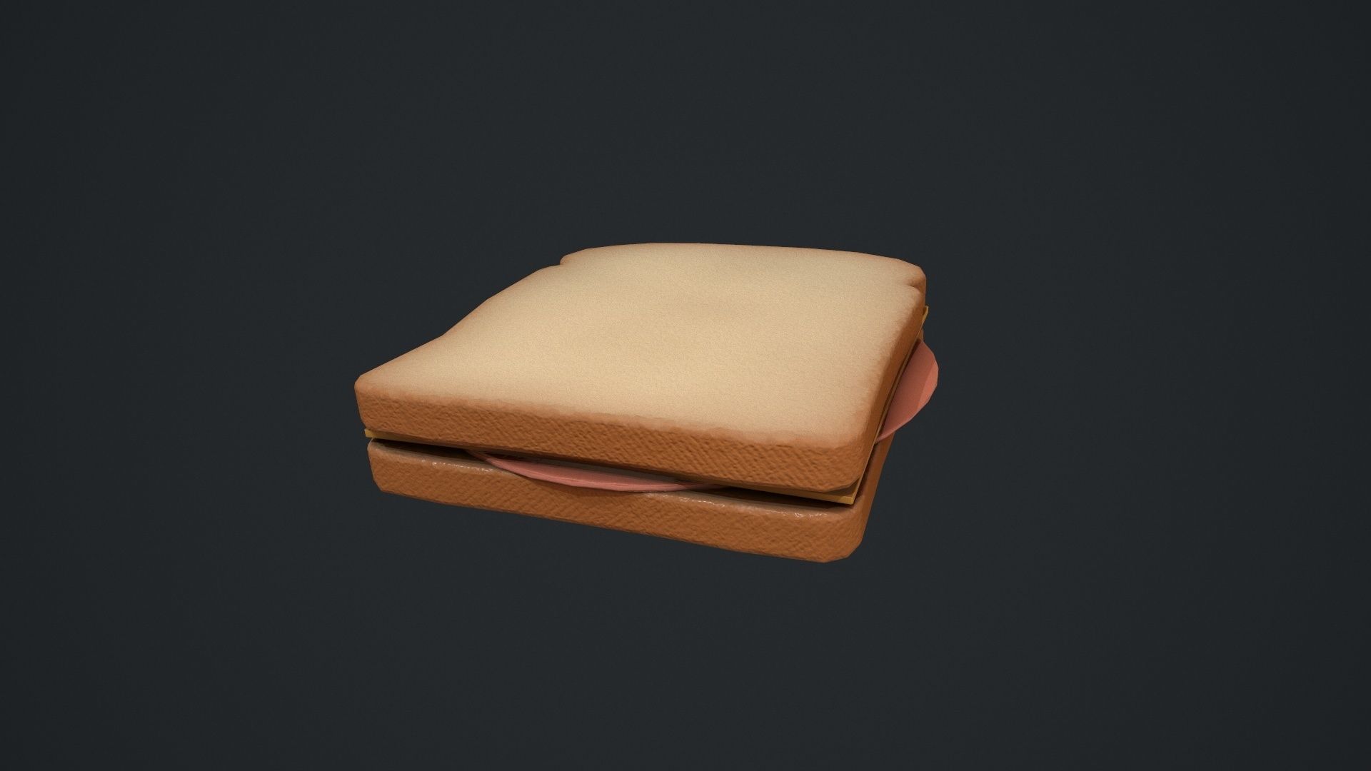 Bologna and Cheese Sandwich Low-poly 3D model_6