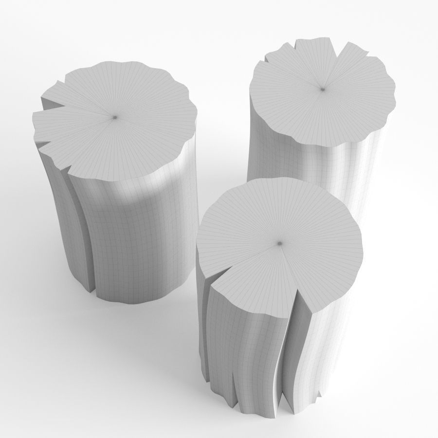 Wood Stub Side Tables 3D model_5