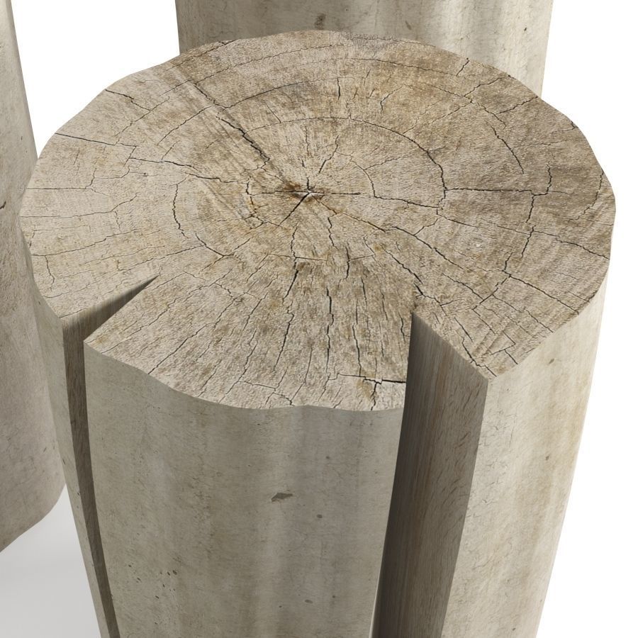 Wood Stub Side Tables 3D model_3