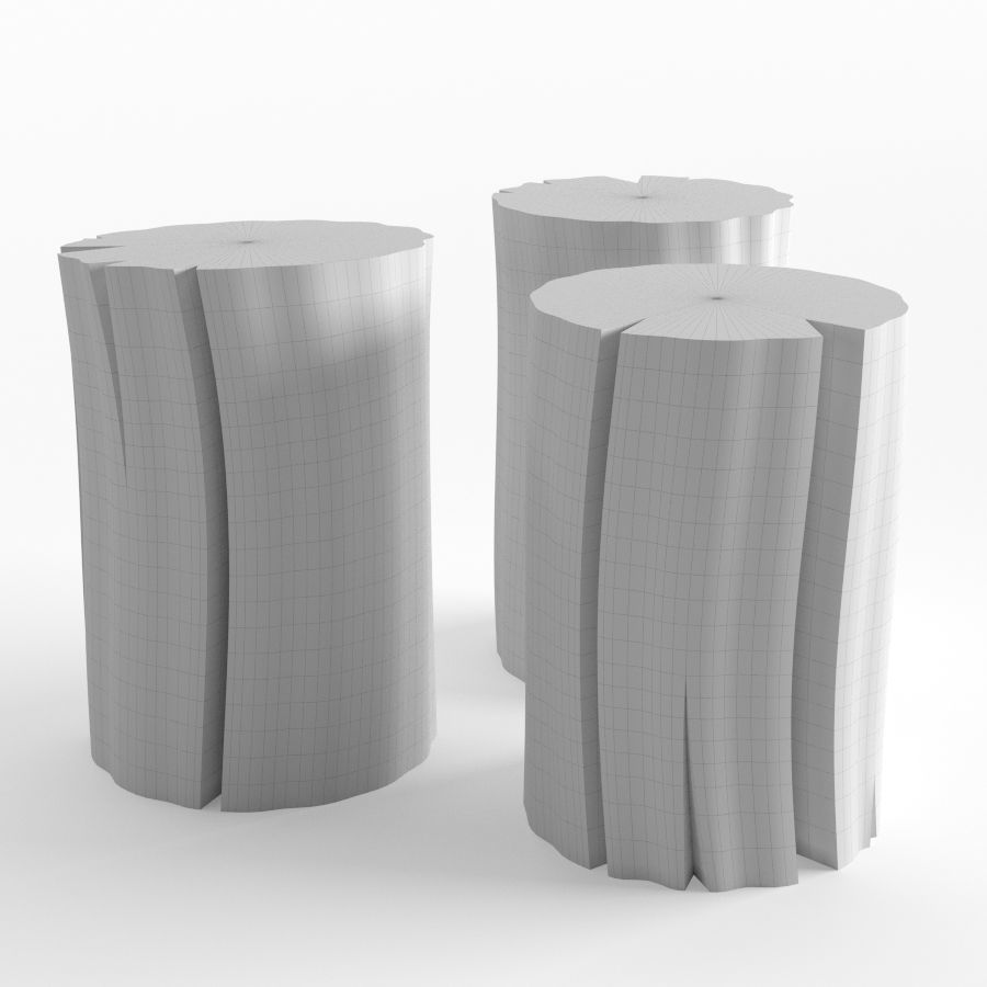 Wood Stub Side Tables 3D model_4