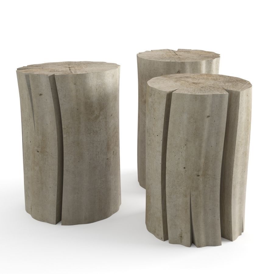 Wood Stub Side Tables 3D model_0
