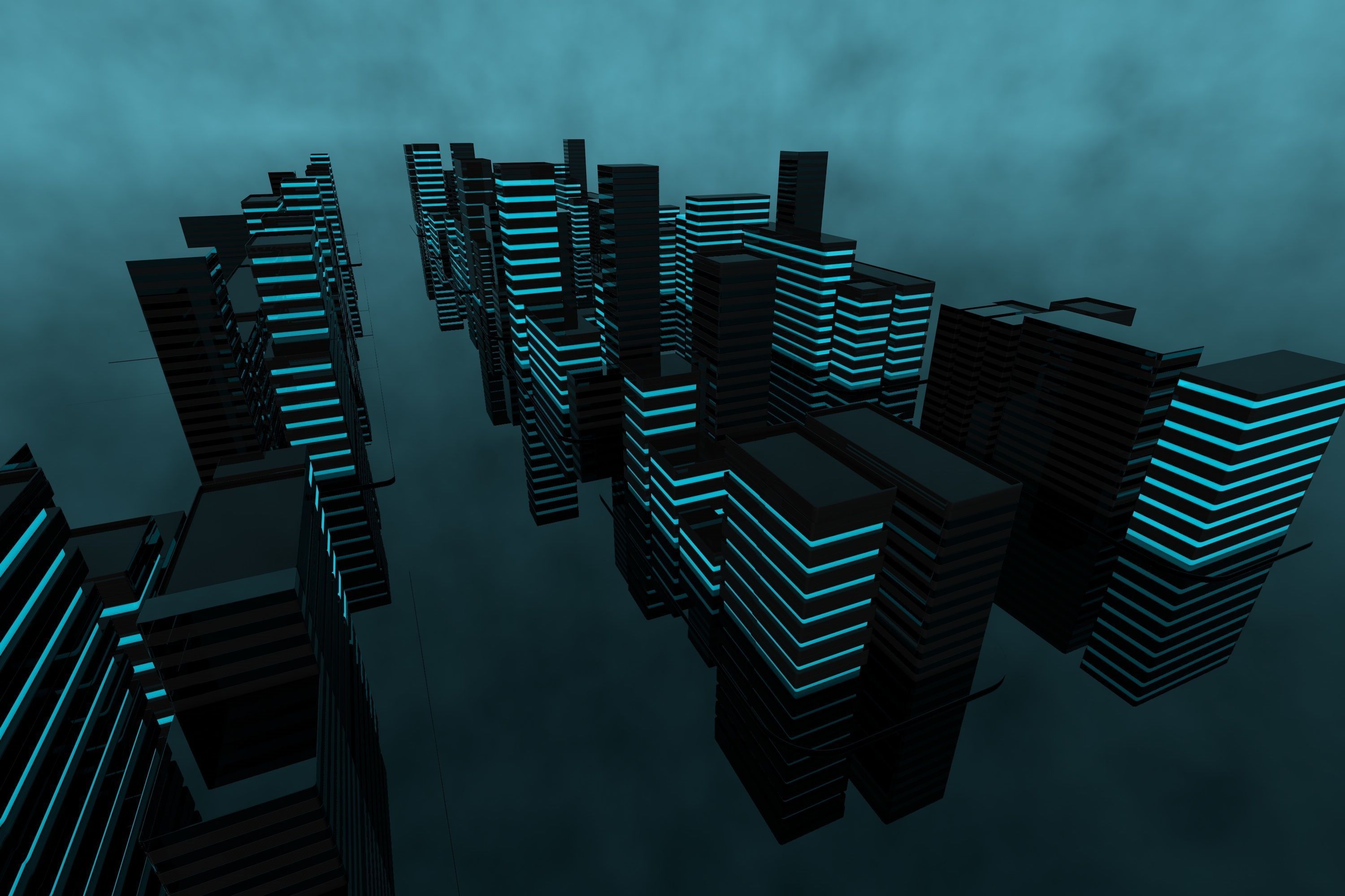 Futuristic abstract sci-fi city with unique buildings 3D model_7