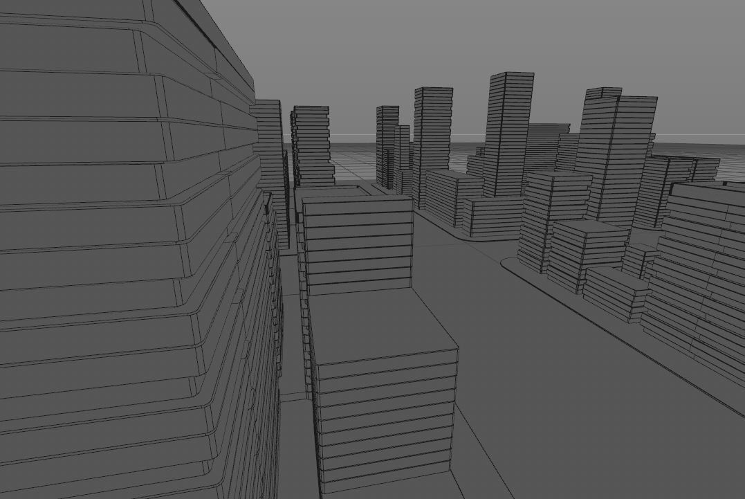 Futuristic abstract sci-fi city with unique buildings 3D model_2