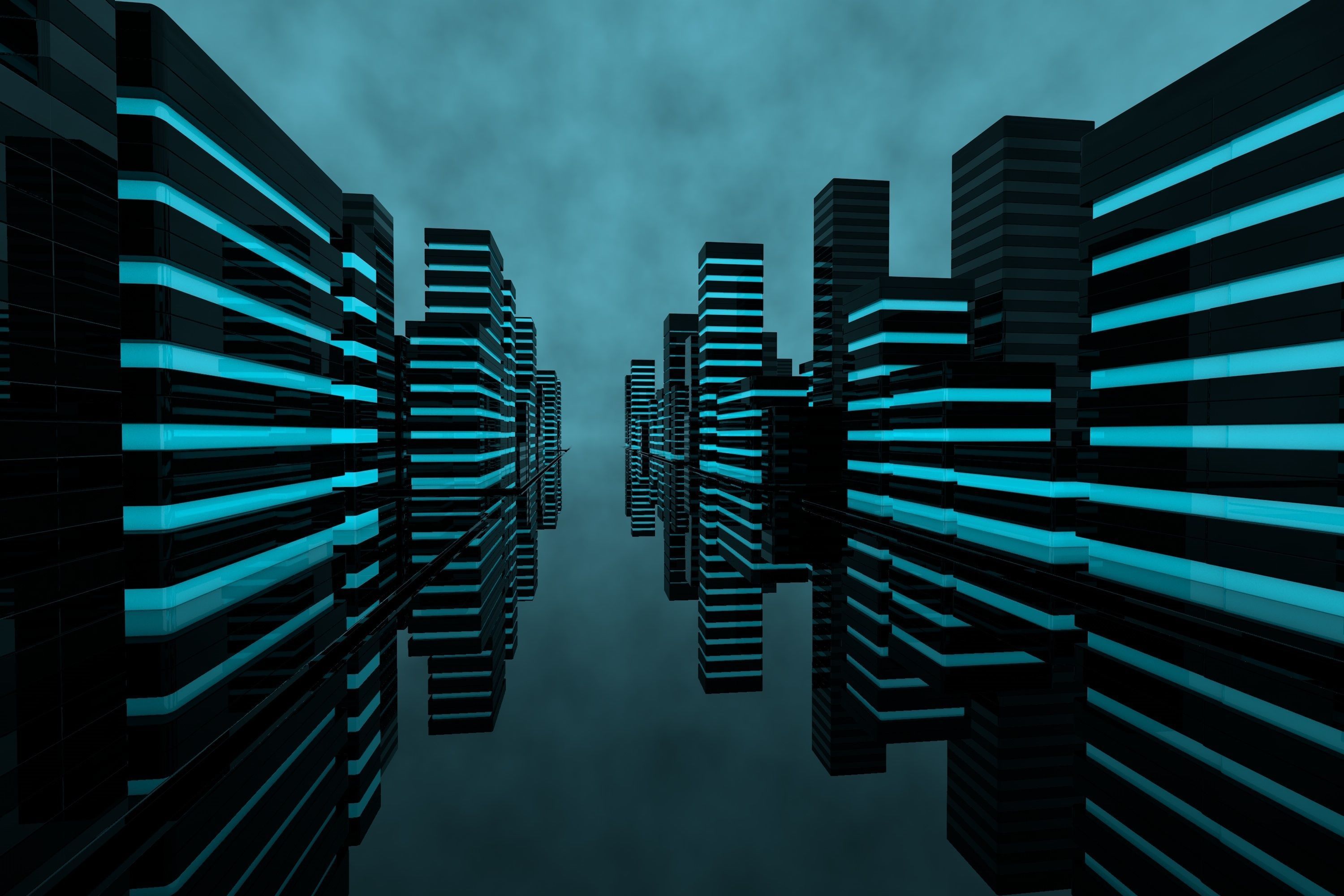 Futuristic abstract sci-fi city with unique buildings 3D model_5