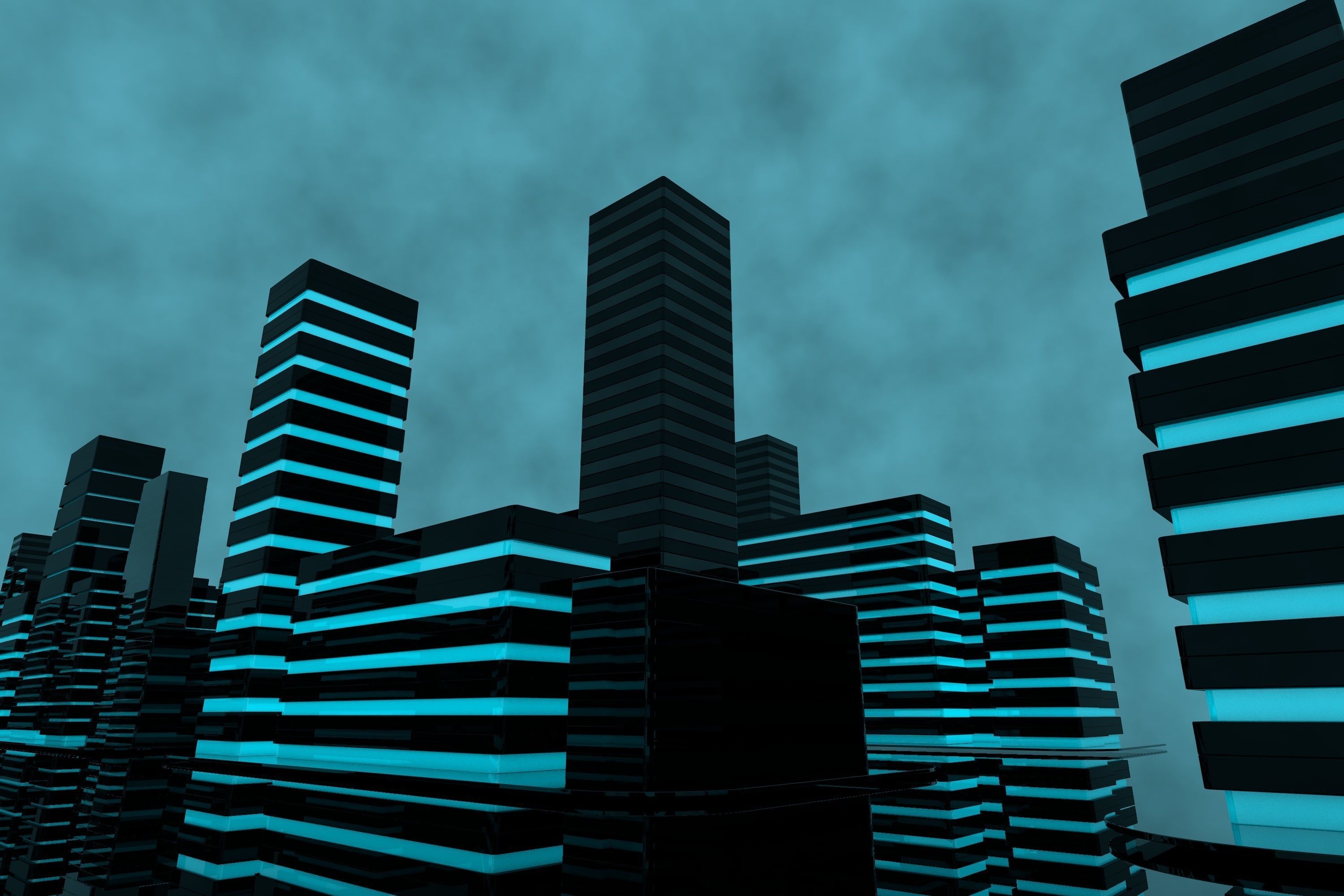 Futuristic abstract sci-fi city with unique buildings 3D model_6