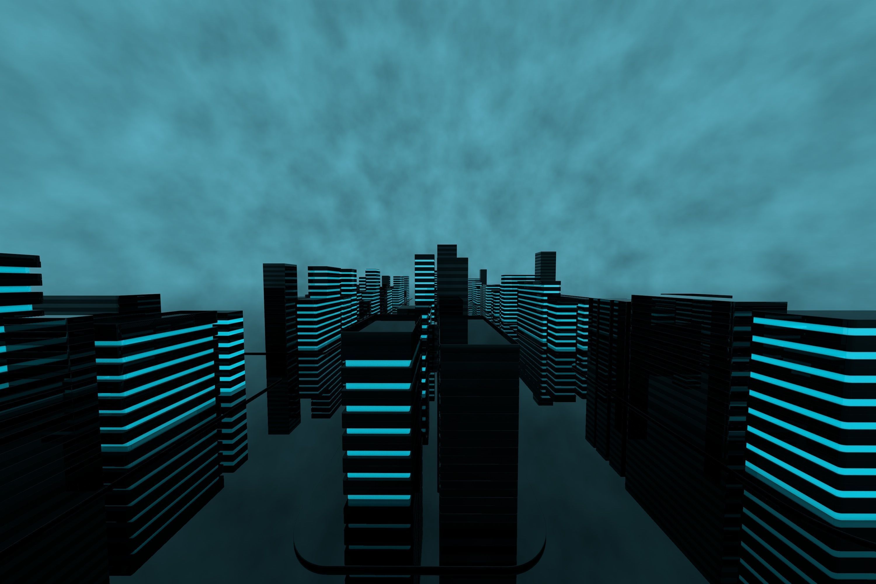 Futuristic abstract sci-fi city with unique buildings 3D model_8