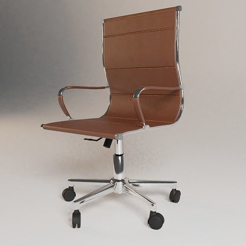 Office Chair in Leather and Metal PBR Low-poly 3D model