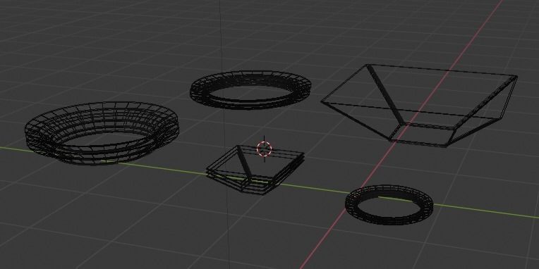 Set of plates and bowls Low-poly 3D model_1