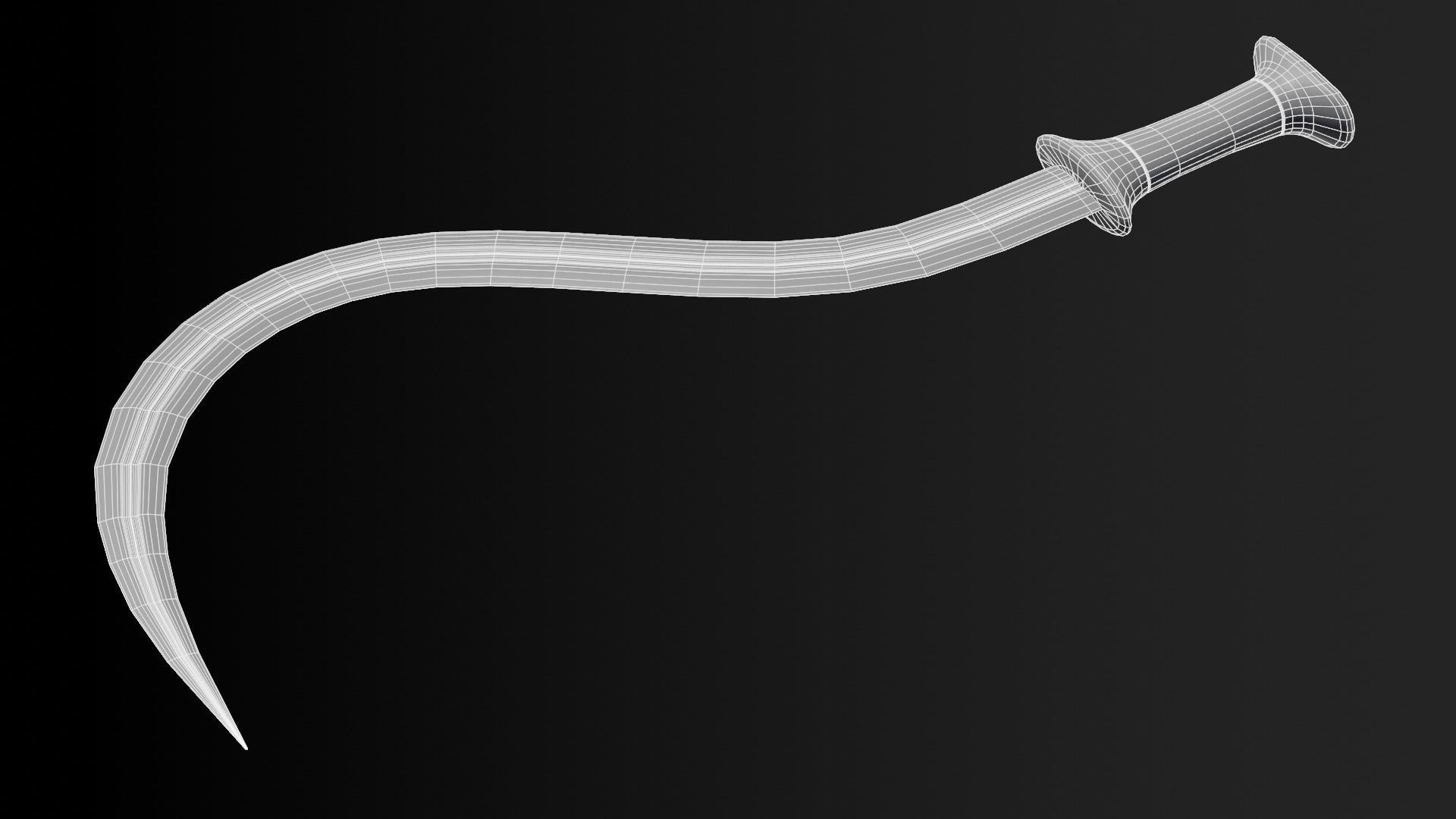 Shotel curved sword Low-poly 3D model_3